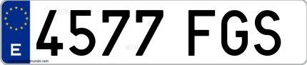 Ejemplo de matrícula española 4577 FGS
