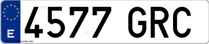 Ejemplo de matrícula española 4577 GRC