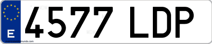 Ejemplo de matrícula de coche ordinaria 4577 LDP