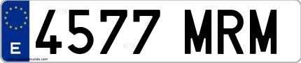 Ejemplo de matrícula española 4577 MRM