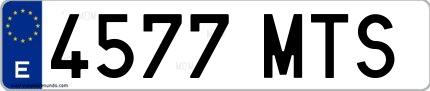 Ejemplo de matrícula española 4577 MTS