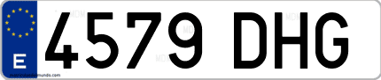 Ejemplo de matrícula de coche ordinaria 4579 DHG