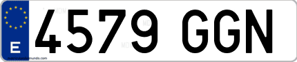 Ejemplo de matrícula de coche ordinaria 4579 GGN