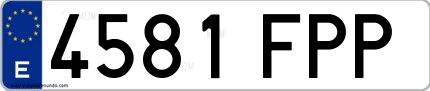 Ejemplo de matrícula española 4581 FPP
