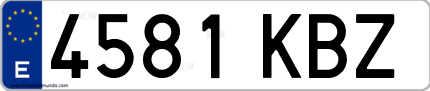 Ejemplo de matrícula de coche ordinaria 4581 KBZ