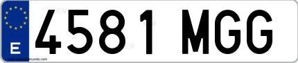 Ejemplo de matrícula española 4581 MGG