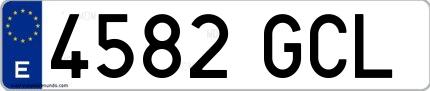 Ejemplo de matrícula española 4582 GCL