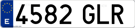Ejemplo de matrícula de coche ordinaria 4582 GLR