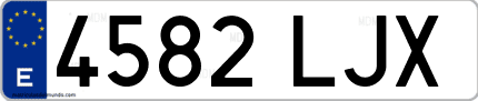 Ejemplo de matrícula de coche ordinaria 4582 LJX