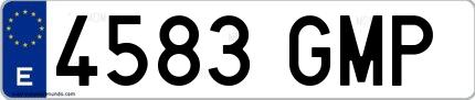 Ejemplo de matrícula española 4583 GMP