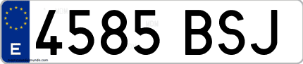 Ejemplo de matrícula de coche ordinaria 4585 BSJ