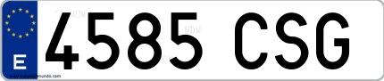 Ejemplo de matrícula española 4585 CSG