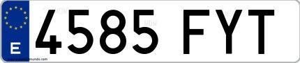 Ejemplo de matrícula española 4585 FYT