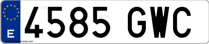 Ejemplo de matrícula de coche ordinaria 4585 GWC
