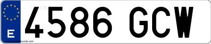 Ejemplo de matrícula española 4586 GCW