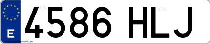 Ejemplo de matrícula española 4586 HLJ