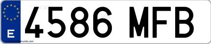 Ejemplo de matrícula española 4586 MFB