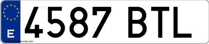 Ejemplo de matrícula española 4587 BTL