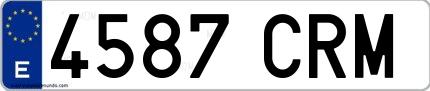 Ejemplo de matrícula española 4587 CRM