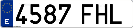 Ejemplo de matrícula de coche ordinaria 4587 FHL
