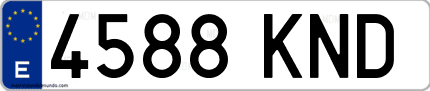 Ejemplo de matrícula de coche ordinaria 4588 KND