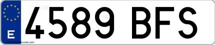 Ejemplo de matrícula española 4589 BFS