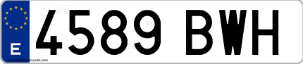 Ejemplo de matrícula de coche ordinaria 4589 BWH