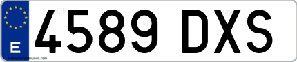 Ejemplo de matrícula de coche ordinaria 4589 DXS