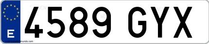 Ejemplo de matrícula española 4589 GYX