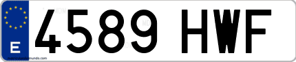 Ejemplo de matrícula de coche ordinaria 4589 HWF