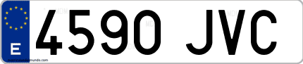 Ejemplo de matrícula de coche ordinaria 4590 JVC