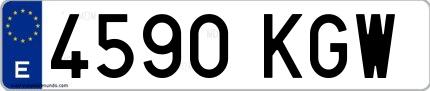 Ejemplo de matrícula española 4590 KGW