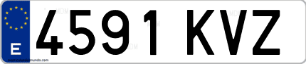 Ejemplo de matrícula de coche ordinaria 4591 KVZ