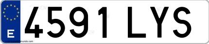 Ejemplo de matrícula española 4591 LYS