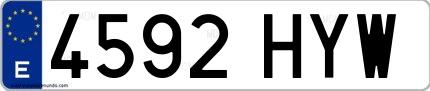 Ejemplo de matrícula española 4592 HYW