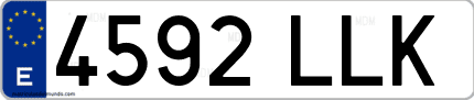 Ejemplo de matrícula de coche ordinaria 4592 LLK