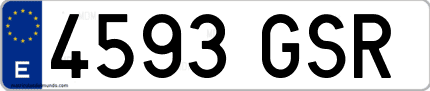 Ejemplo de matrícula de coche ordinaria 4593 GSR
