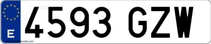 Ejemplo de matrícula española 4593 GZW