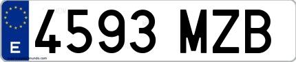 Ejemplo de matrícula española 4593 MZB