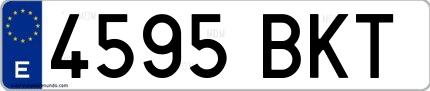 Ejemplo de matrícula española 4595 BKT