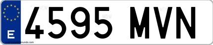Ejemplo de matrícula española 4595 MVN