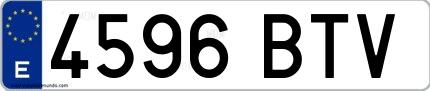 Ejemplo de matrícula española 4596 BTV