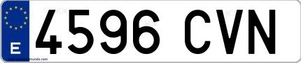 Ejemplo de matrícula española 4596 CVN