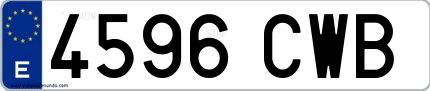 Ejemplo de matrícula española 4596 CWB