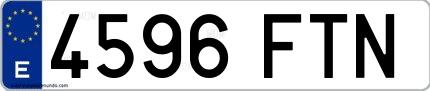 Ejemplo de matrícula española 4596 FTN