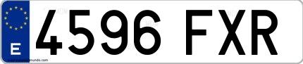 Ejemplo de matrícula española 4596 FXR