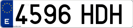 Ejemplo de matrícula de coche ordinaria 4596 HDH