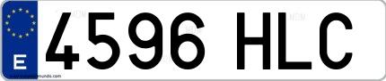Ejemplo de matrícula española 4596 HLC
