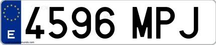Ejemplo de matrícula española 4596 MPJ