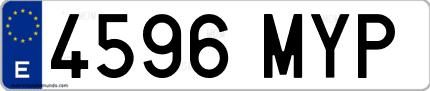 Ejemplo de matrícula de coche ordinaria 4596 MYP